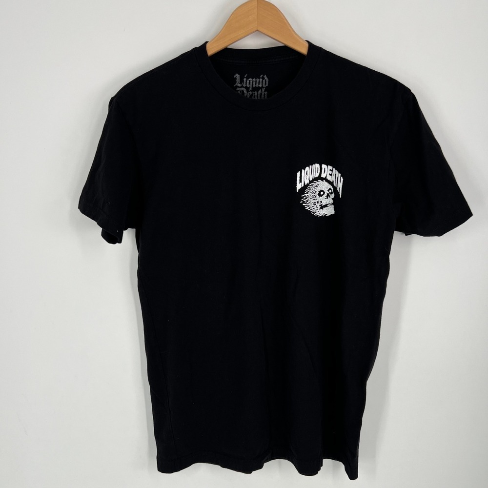 Liquid Death Mountain Water Skull Graphic T-Shirt Mens Medium Black Short Sleeve - Picture 9 of 9